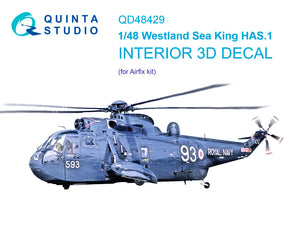 1/48 Quinta Studio Westland Sea King HAS.1 3D-Printed Full Interior (Airfix) 48429