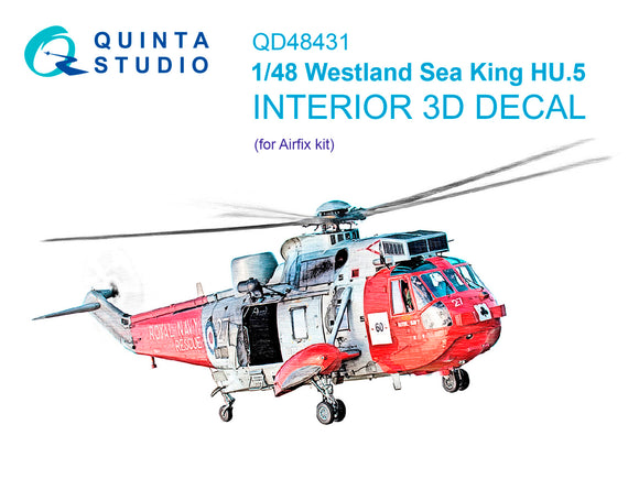 1/48 Quinta Studio Westland Sea King HU.5 3D-Printed Full Interior (Airfix) 48431
