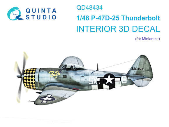 1/48 Quinta Studio P-47D-25 Bubbletop 3D-Printed Interior (for Miniart) 48434