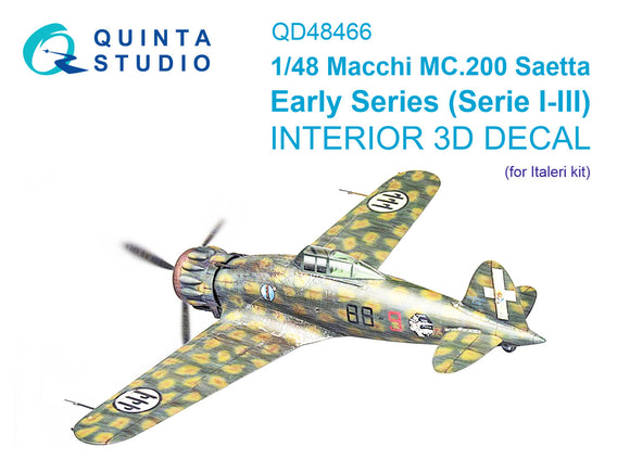 1/48 Quinta Studio Macchi MC.200 Saetta (Early) 3D-Printed Full Interior (Italeri) 48466