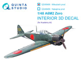 1/48 Quinta A6M2 Zero (Mitsubishi Prod.) 3D-Printed Interior (for Academy kit) 48468