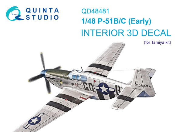 1/48 Quinta Studio P-51B/C (Early) 3D-Printed Interior (for Tamiya kit) 48481