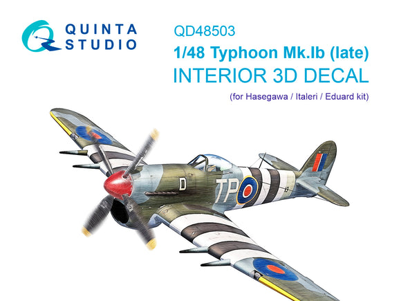 1/48 Quinta Studio Hawker Typhoon Mk.1b Late 3D-Printed Interior (for Hasegawa kit) 48503