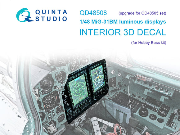 1/48 Quinta Studio MiG-31BM luminous displays for  QD48505/QDS-48505 sets (Hobby Boss) 48508