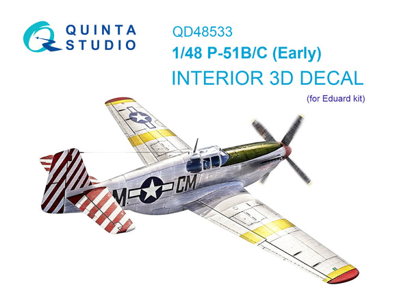 1/48 Quinta Studio P-51B/C Mustang Early 3D-Printed Interior (for Eduard) 48533