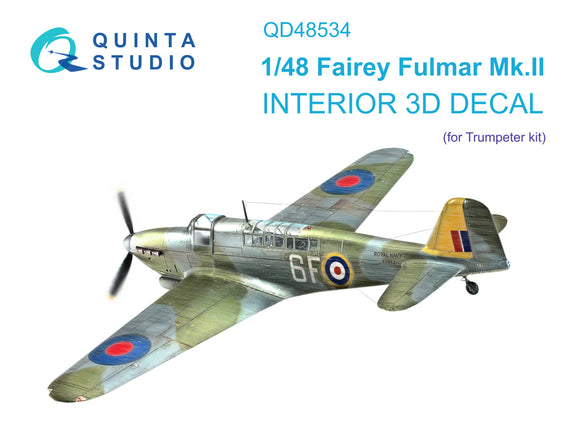 1/48 Quinta Studio Fairey Fulmar Mk.II 3D-Printed Full Interior (Trumpeter) 48534