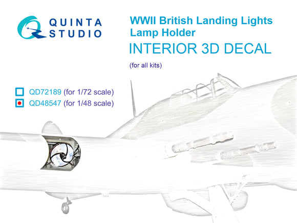 1/48 Quinta Studio Lamp holder for WWII British landing lights 3D-Printed (All kits) 48547
