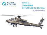 1/48 Quinta Studio AH-64A 3D-Printed Interior (Academy/Modelist) 48572