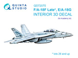 1/72 Quinta Studio F/A-18F Late, E/A-18G 3D-Printed Interior (for Academy kit) 72075