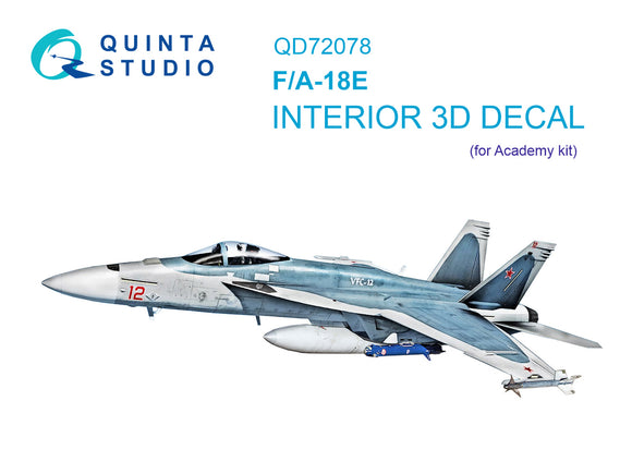 1/72 Quinta Studio F/A-18E 3D-Printed Interior (for Academy kit) 72078