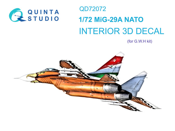 1/72 Quinta Studio MiG-29A 3D-Printed Interior (for GWH kit) 72072