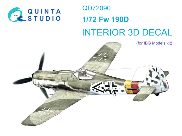 1/72 Quinta Studio Fw 190D 3D-Printed Interior (for IBG kit) 72090