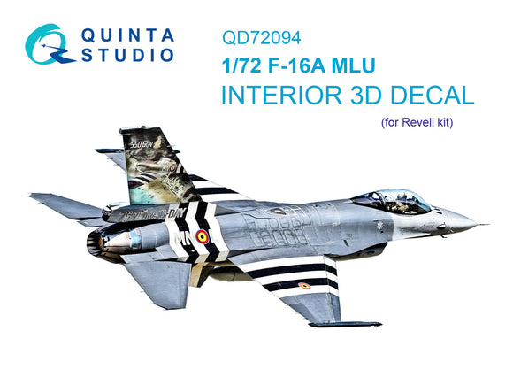 1/72 Quinta Studio F-16A MLU 3D-Printed Interior (for Revell kit) 72094