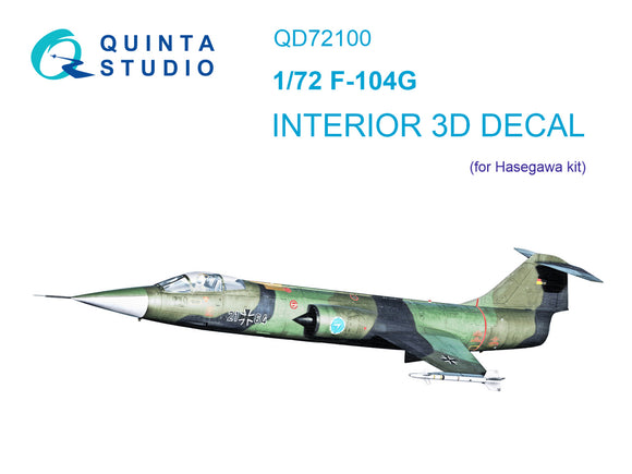1/72 Quinta Studio F-104G 3D-Printed Interior (for Hasegawa kit) 72100