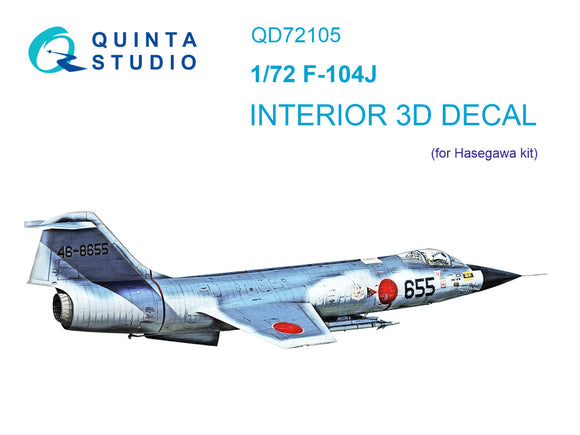 1/72 Quinta Studio F-104J 3D-Printed Interior (for Hasegawa kit) 72105