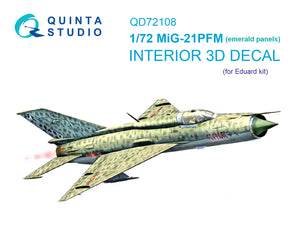 1/72 Quinta Studio MiG-21PFM Emerald 3D-Printed Interior (for Eduard kit) 72108