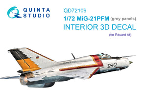 1/72 Quinta Studio MiG-21PFM Gray 3D-Printed Interior (for Eduard kit) 72109