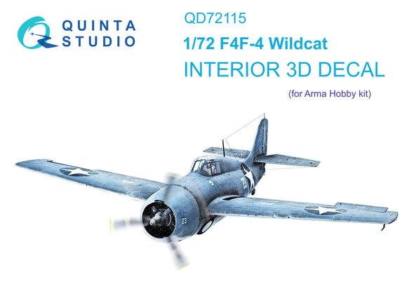 1/72 QUINTA STUDIO F4F-4 Wildcat 3D-Printed Interior (for Arma Hobby) 72115