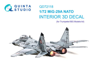 1/72 Quinta Studio Mig-29A (NATO) 3D-Printed Interior (for Trumpeter kit) 72118