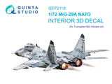 1/72 Quinta Studio Mig-29A (NATO) 3D-Printed Interior (for Trumpeter kit) 72118