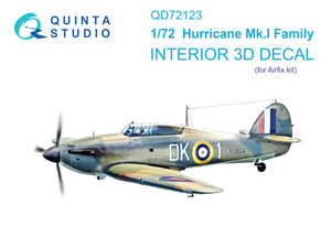 1/72 QUINTA STUDIO Hurricane Mk.I family 3D-Printed Interior (for Airfix) 72123