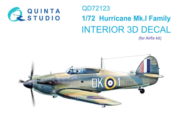 1/72 QUINTA STUDIO Hurricane Mk.I family 3D-Printed Interior (for Airfix) 72123
