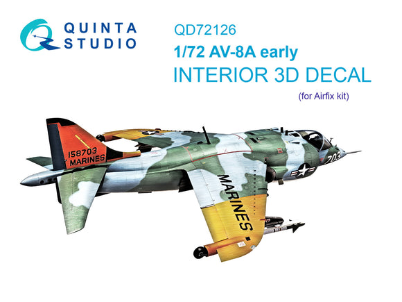 1/72 Quinta Studio AV-8A early 3D-Printed Interior (for Airfix kit) 72126