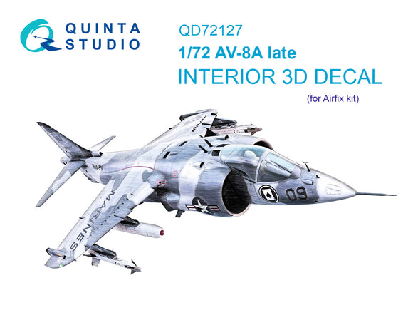 1/72 Quinta Studio AV-8A lATE 3D-Printed Interior (for Airfix kit) 72127