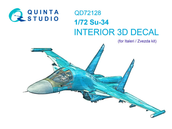 1/72 Quinta Studio Su-34 3D-Printed Interior (Italeri/Zvezda) 72128