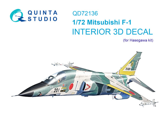 1/72 Quinta Studio Mitsubishi F-1 3D-Printed Interior (for Hasegawa kit) 72136