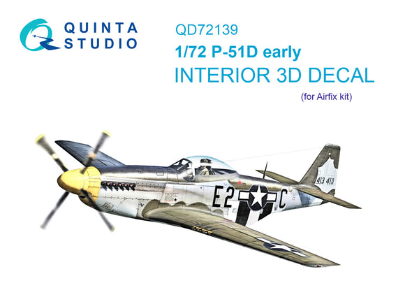 1/72 QUINTA STUDIO P-51D early 3D-Printed Interior (for Airfix) 72139