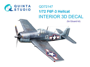 1/72 QUINTA STUDIO F6F-3 Hellcat 3D-Printed Interior (for Eduard) 72147