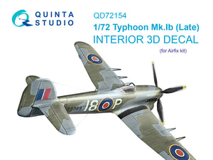 1/72 QUINTA STUDIO Typhoon Mk.1B Late 3D-Printed Interior (for Airfix) 72154