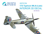 1/72 QUINTA STUDIO Typhoon Mk.1B Late 3D-Printed Interior (for Airfix) 72154