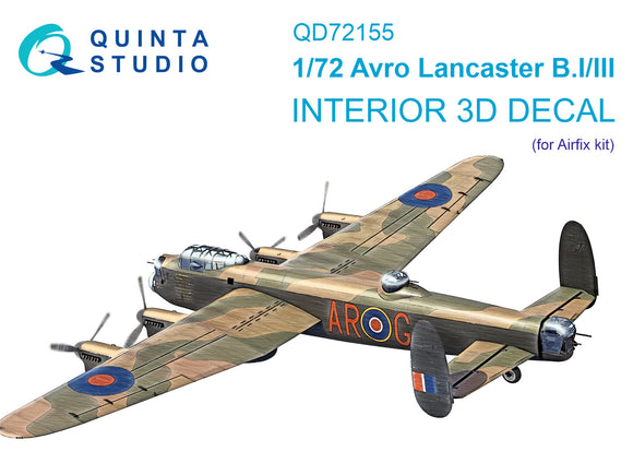 1/72 QUINTA STUDIO Avro Lancaster B.I/III 3D-Printed Interior (for Airfix) 72155