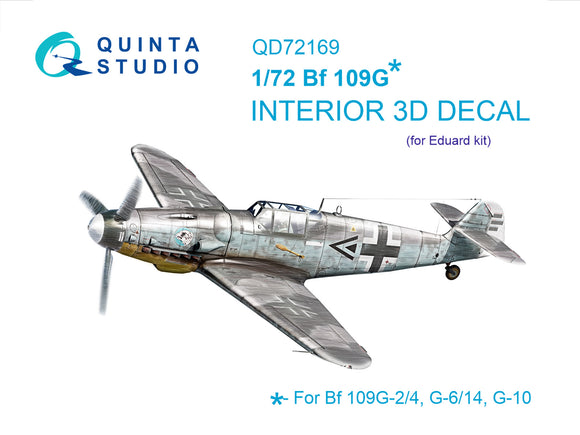 1/72 Quinta Studio BF 109G 3D-Printed Interior (for Eduard kit) 72169