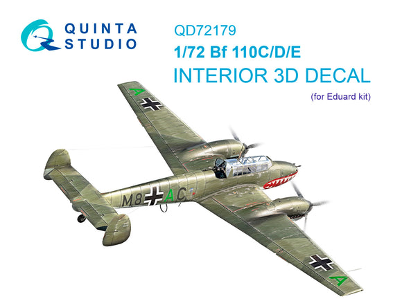 1/72 Quinta Studio Bf 110C/D/E 3D-Printed Interior (for Eduard kit) 72179