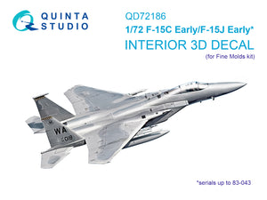1/72 Quinta Studio F-15C Early/J Early 3D-Printed Interior (for Fine Molds kit) 72186