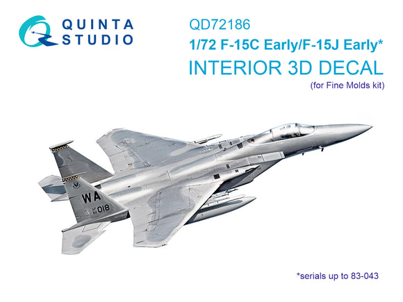 1/72 Quinta Studio F-15C Early/J Early 3D-Printed Interior (for Fine Molds kit) 72186