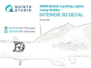 1/72 QUINTA STUDIO Lamp holder for WWII British landing lights 3D-Printed (All kits) 72189
