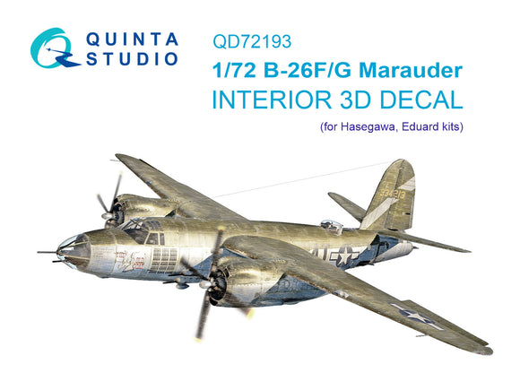 1/72 QUINTA STUDIO B-26F/G Marauder 3D-Printed Interior (Hasegawa) 72193
