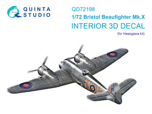 1/72 QUINTA STUDIO Bristol Beaufighter Mk.X 3D-Printed Interior (Hasegawa) 72198