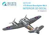1/72 QUINTA STUDIO Bristol Beaufighter Mk.X 3D-Printed Interior (Hasegawa) 72198