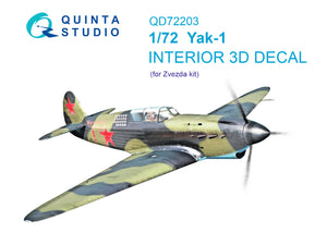 1/72 Quinta Studio Yak-1 3D-Printed Interior (for Zvezda) 72203