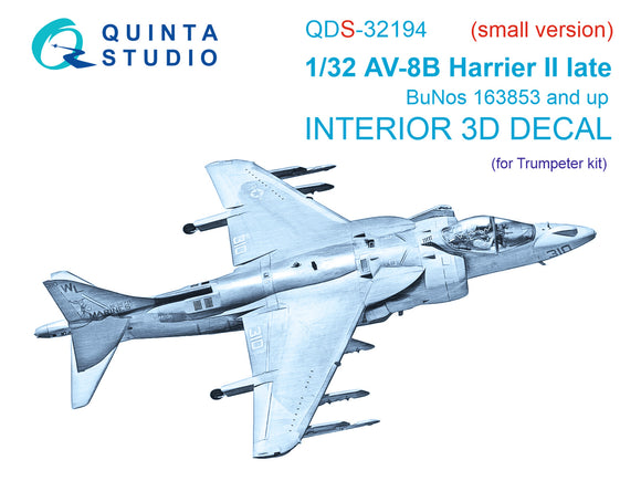 1/32 Quinta Studio Harrier II AV-8B Late 3D-Printed Panel Only Kit (for Trumpeter kit) QDS 32194
