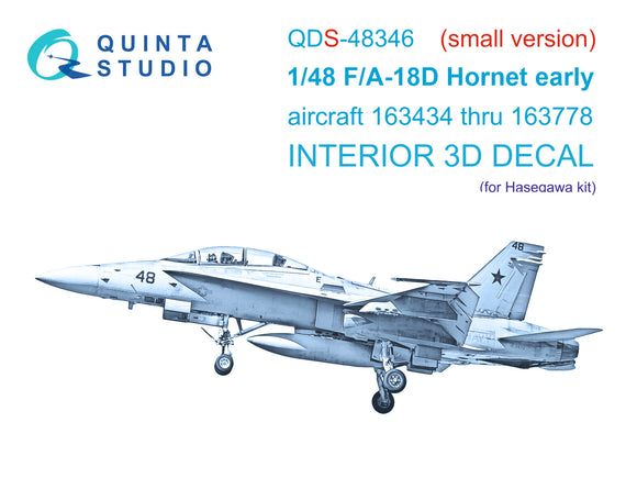 1/48 Quinta Studio F/A-18D Early 3D-Printed Panel Only Set (for HobbyBoss) QDS 48346