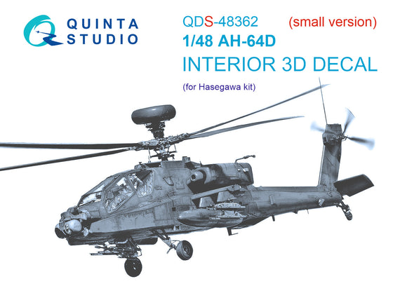 1/48 Quinta Studio AH-64D 3D-Printed Panel Only Set (Hasegawa) QDS 48362