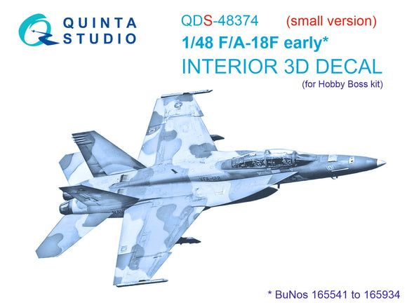 1/48 Quinta F/A-18F Early 3D-Printed Panel Only Set (for Hobby Boss kit) QDS 48374