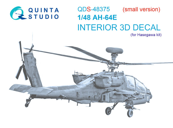 1/48 Quinta Studio AH-64E 3D-Printed Panel Only Set (Hasegawa) QDS 48375