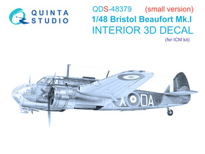 1/48 Quinta Studio Bristol Beaufort Mk.I 3D-Printed Panels Only Kit (ICM) QDS 48379